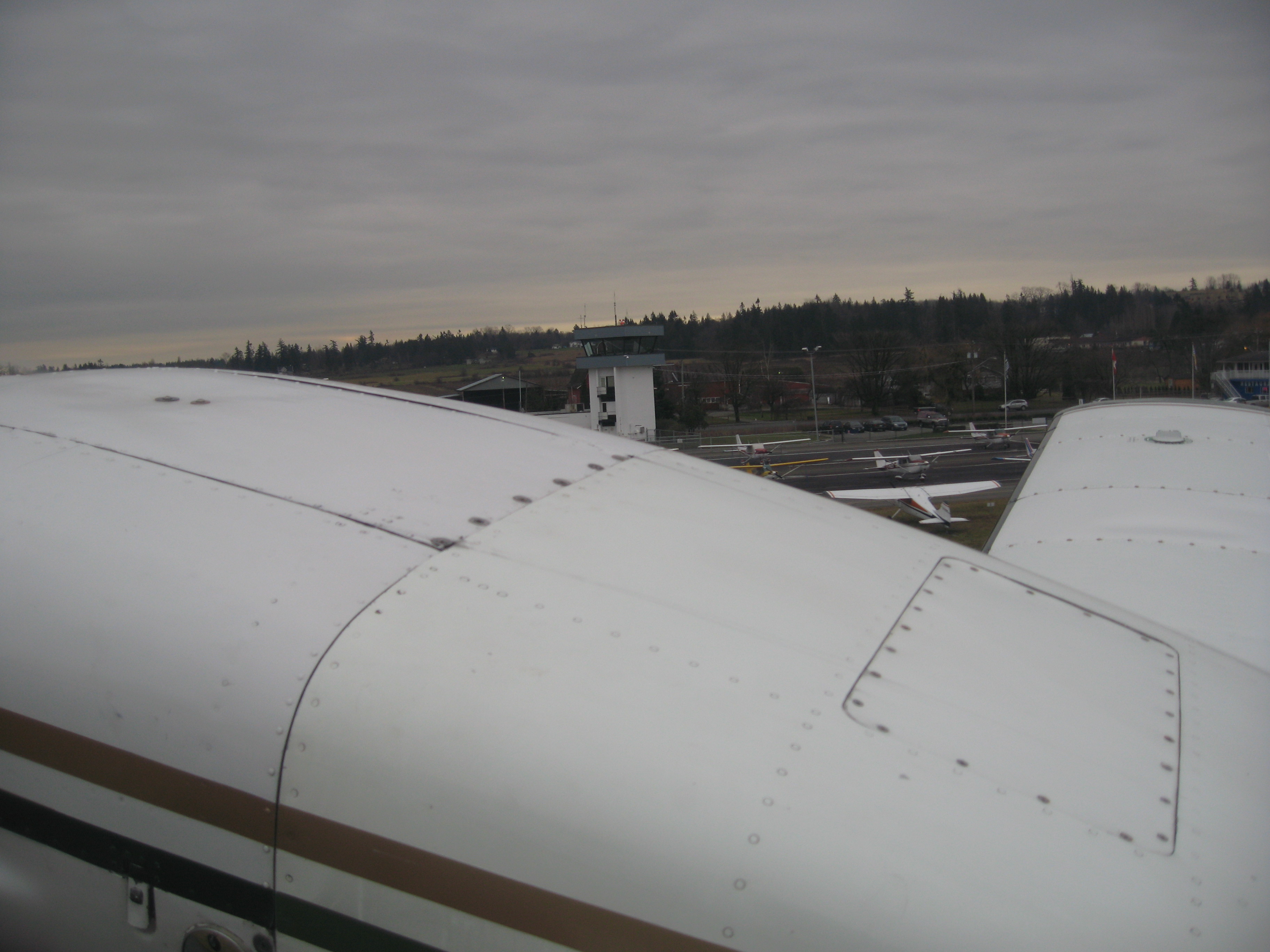 Seneca during Runway 01 departure, Langley Airport.  February, 2008.